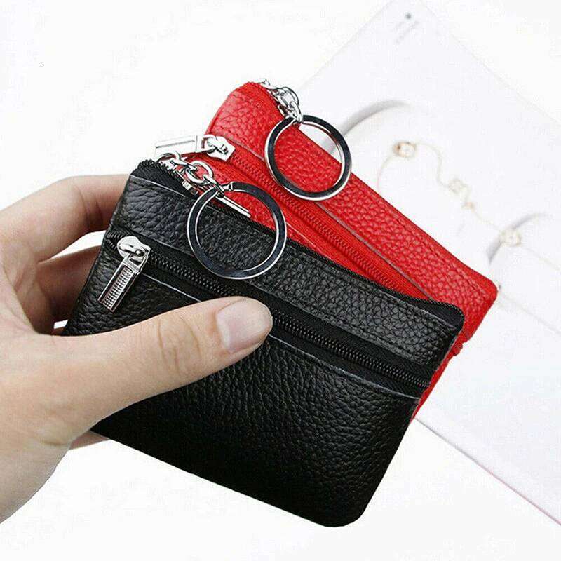 New 1PC Bag Card Holder Women'S Mini Coin Purse Leather Zipper Pouch With Key Ring Small Wallet Y260206