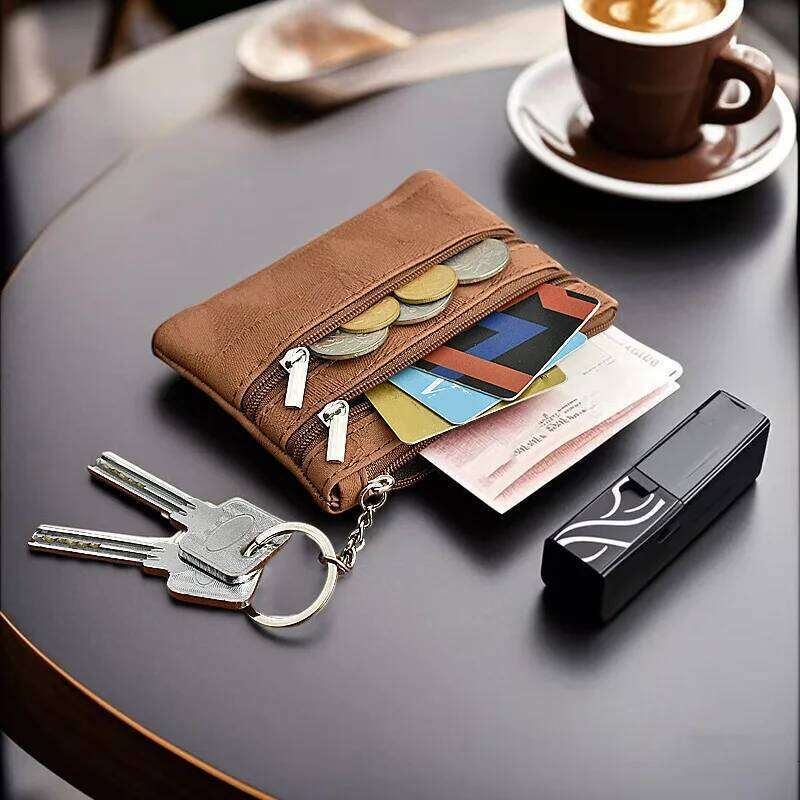 Three Zippers with Key Ring Unisex Small Coin Pouch Children Wallet Mini Cute Purse Card Holder Y260206