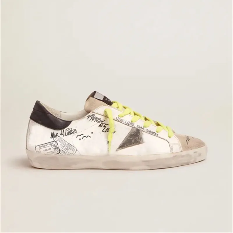Genuine Leather Dirty Shoes Designer Italy Brand Ladies Dirty Shoe Super-Star Old Sneakers Womens Men Luxury Shoes Super Ball Star Sneaker Dirty White Grey