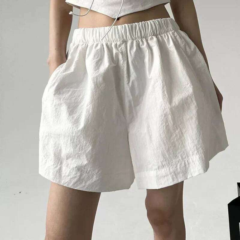 White Elastic Waist Shorts Women's Casual Commuter Fashion Summer New Style Korean Version Popular Online Influencer Products XJ260206