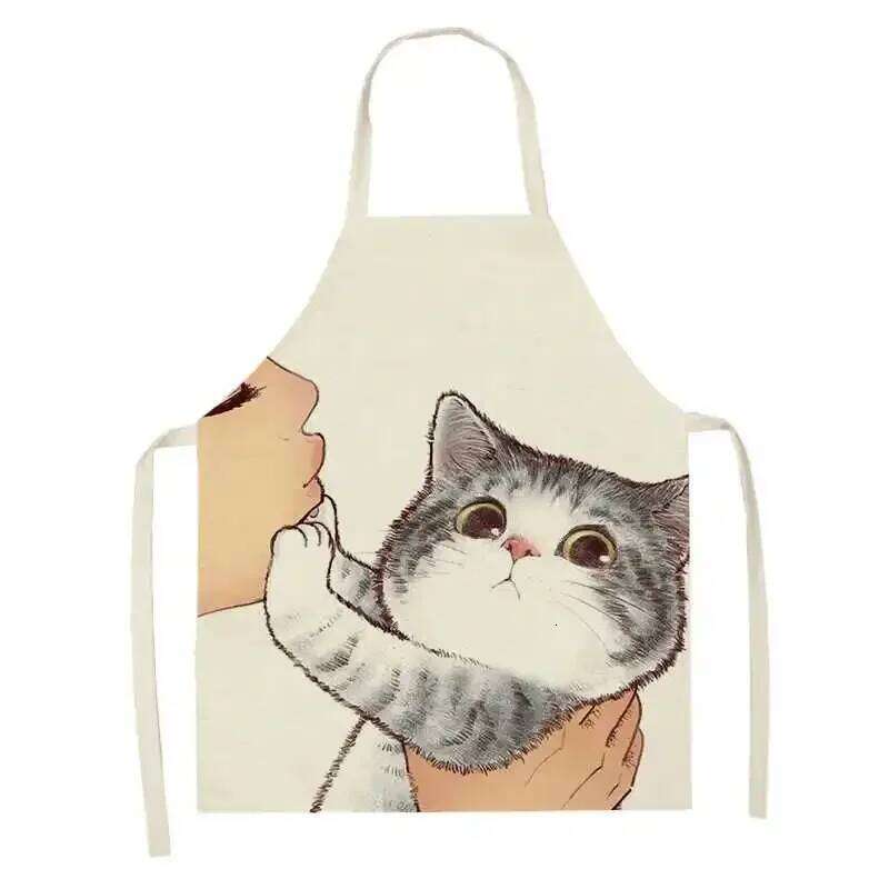 Cartoon Kitten Kitchen Antifouling Men Women Sleeveless Apron Household Cleaning and Cooking Accessories S260205