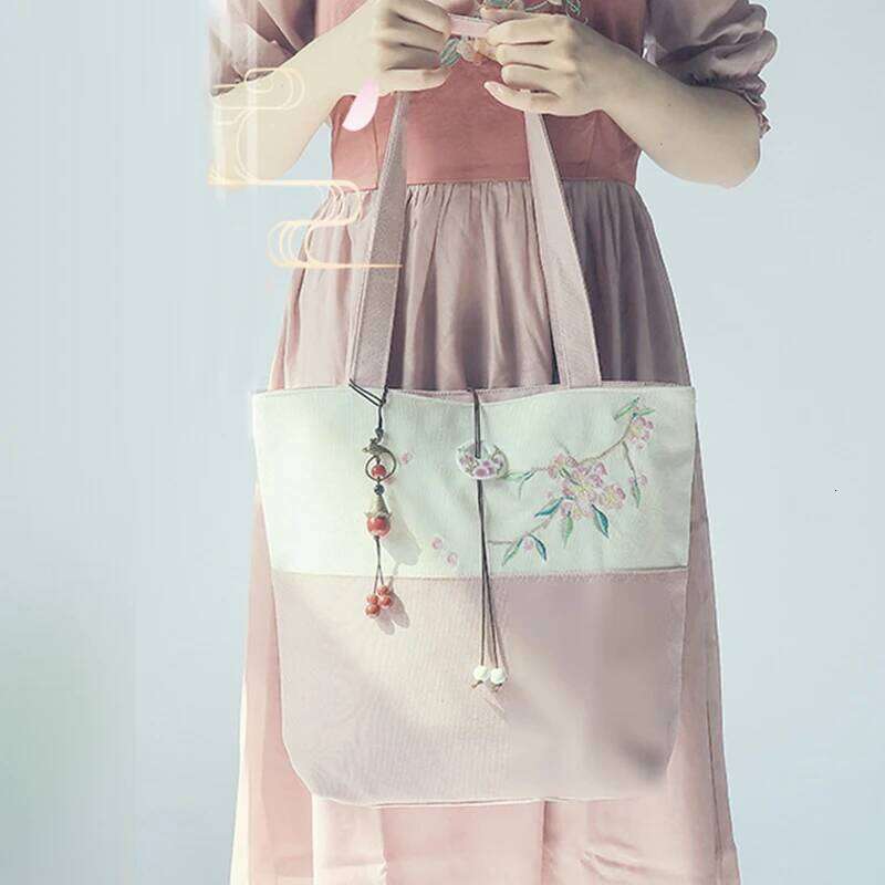 Ancient Style Portable Hanfu Handbag Women Embroidered Handbags Large Capacity Casual Shoulder Bag Girl Gift