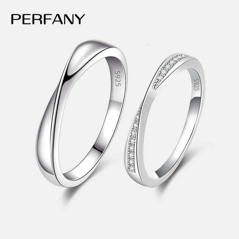 PERFANY S925 Pure Silver Moissanite for Women Men Couple Ring Fashion Wedding Jewelry Valentine's Day Gift W260206
