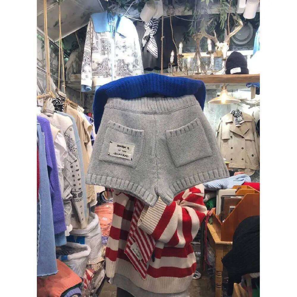 South Korea's Dongdaemun Autumn New Style Versatile Outerwear Slim Letter Knitted Bottoming Casual Shorts for Women XJ260206