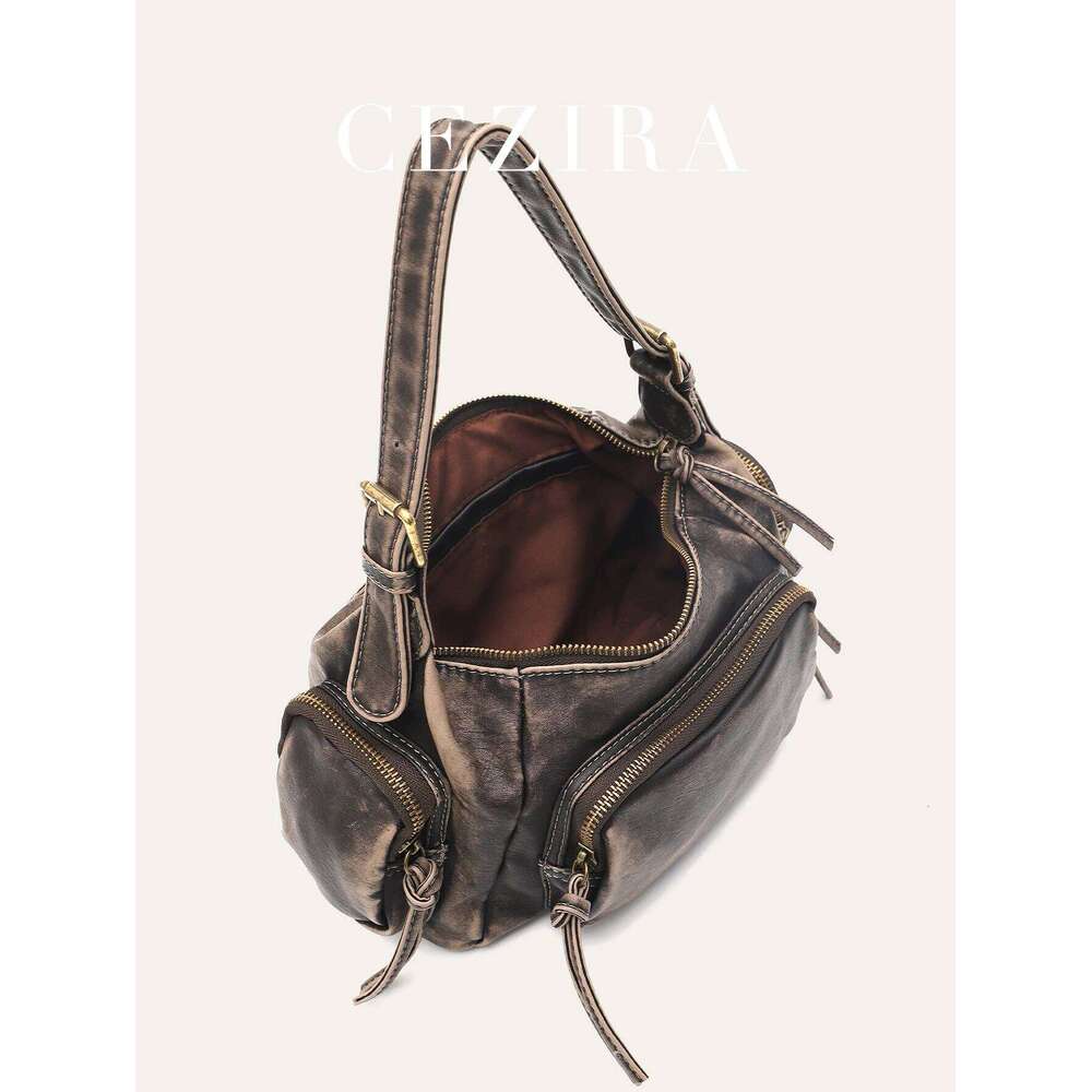 Women Retro Cool Preppy Street Style Shoulder Bag Washed PU Vegan Leather Vintage Functional Practical Cross body Handbag Casual Y260205