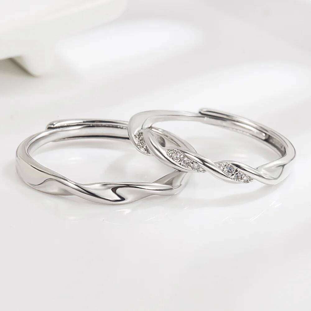 925 Sterling Silver Mobius Couple Ring Inlaid With Aaa Zircon Valentine's Day Anniversary Gift W260206