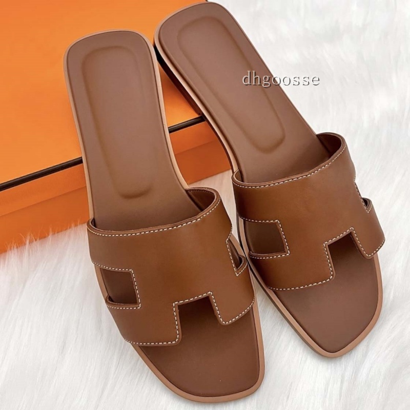 Oran Sandals Slides Designer Women Beach Slippers Genuine Leather Classic Brand Luxury Summer Sandal Men Women Crocodile Skin oran Slide Ladies flat shoes Size 35-42