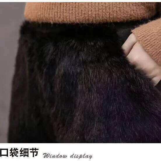 Elastic High Waist Plush 2025 Autumn Winter Artificial Fur Thick Women Femme Casual Ladies Shorts Black Boots Pant XJ260206