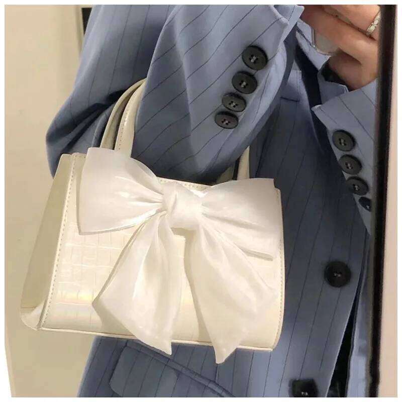 Women's Handbags Bow Pattern Sweet Girls Underarm Bag Fashion Pu Female Small Shoulder Messenger Bags Square Tote Purses Y260205