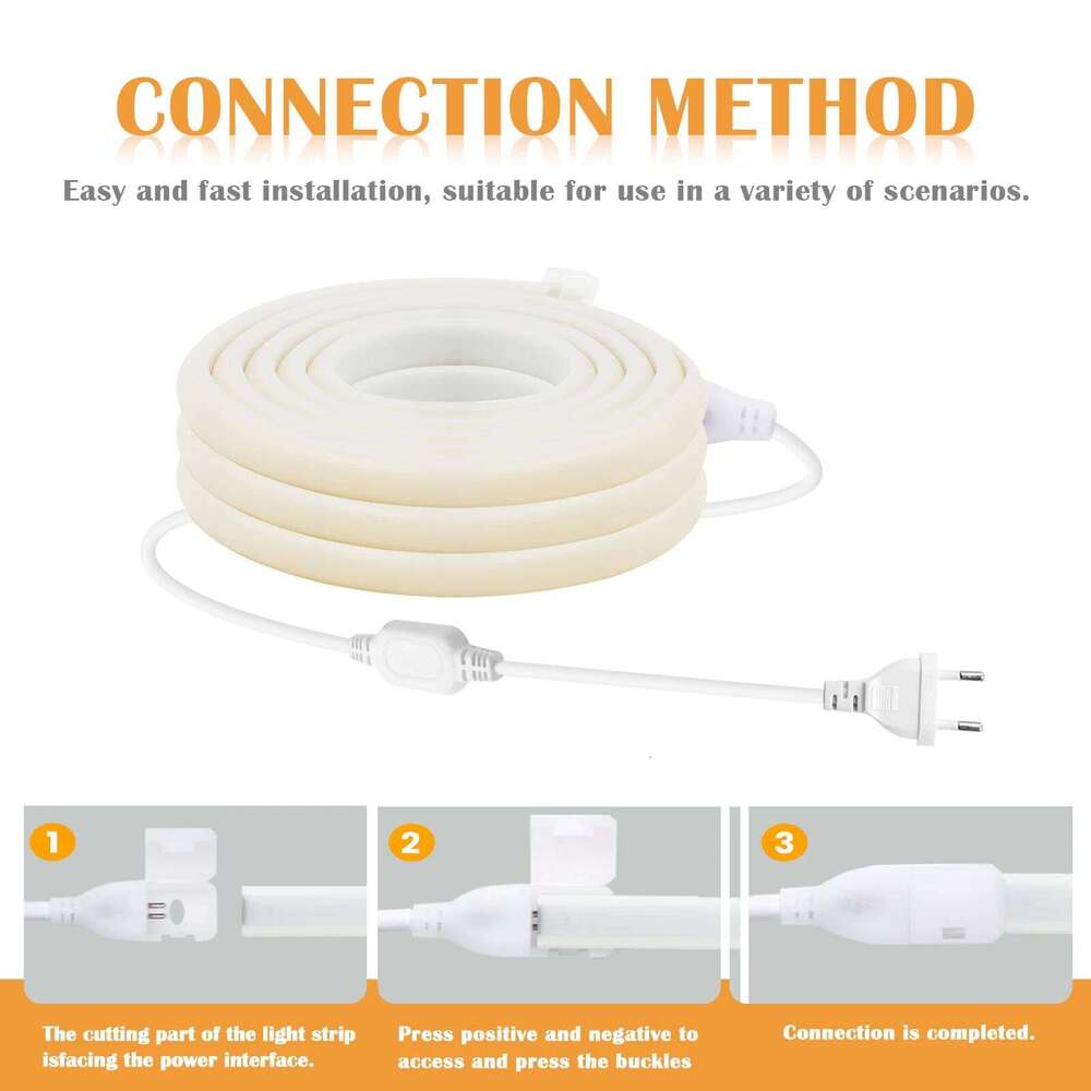 Super Bright 220V Cob LED Strip Light IP65 Waterproof With EU US Power Plug 288 LEDS/m Warm/Neutral/White Ribbon Tape Room Decor Z260206