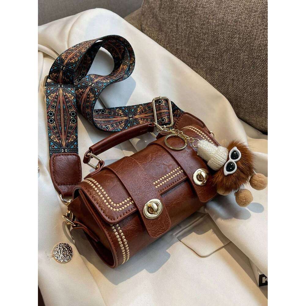 Retro Mini Cylinder Handbag Women, Crossbody For Daily Use Vintage Style Cylindrical Shoulder Women's Bag Y260205