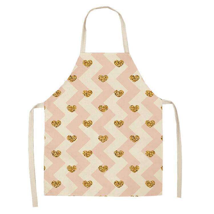 1 Pcs Creative Geometric Cotton Linen Apron Woman Adult Kids Bibs Home Cooking Baking Coffee Shop Cleaning Aprons S260205