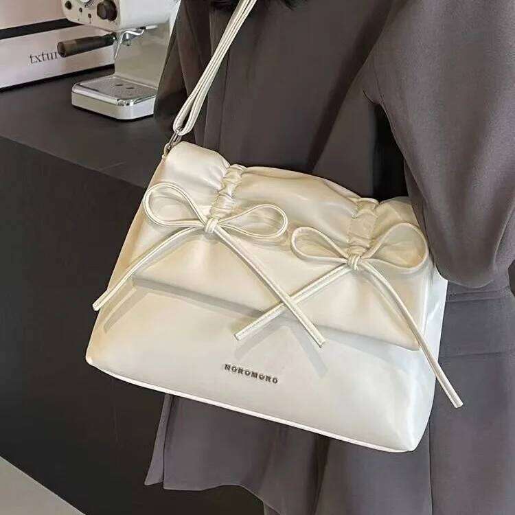 2025 New Ballcore Shoulder Ballet Bow Armpit Large Tote Crossbody Purse for Women Ins Casual Fashion Commuter Bag Y260205