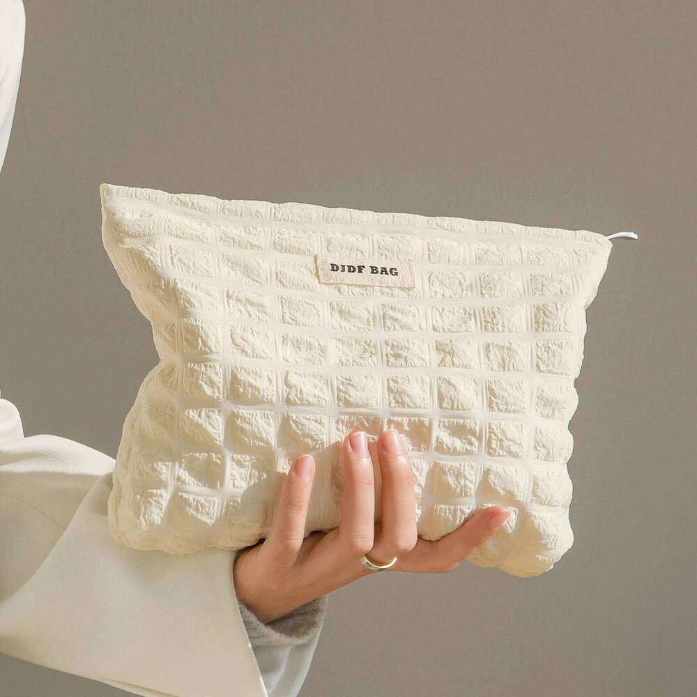 Beige cosmetic women's canvas cosmetics storage portable travel toiletry commuter liner bag, coin purse Y260206