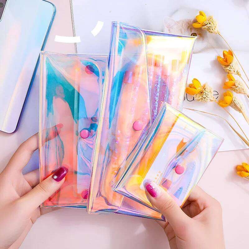 PVC Transparent Cosmetic Women Makeup Storage Clear Organizer Wash Travel Portable Toiletry Multifunction Purse Pouch Bag Y260206