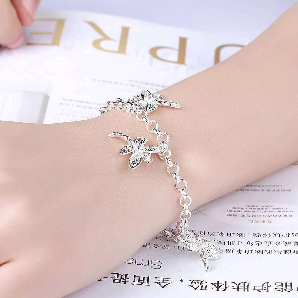 ALIZERO Silver Bracelet Crystal Zircon Dragonflys Charms Bracelets For Women Fashion Wedding Party Jewelry Gifts 26H0206