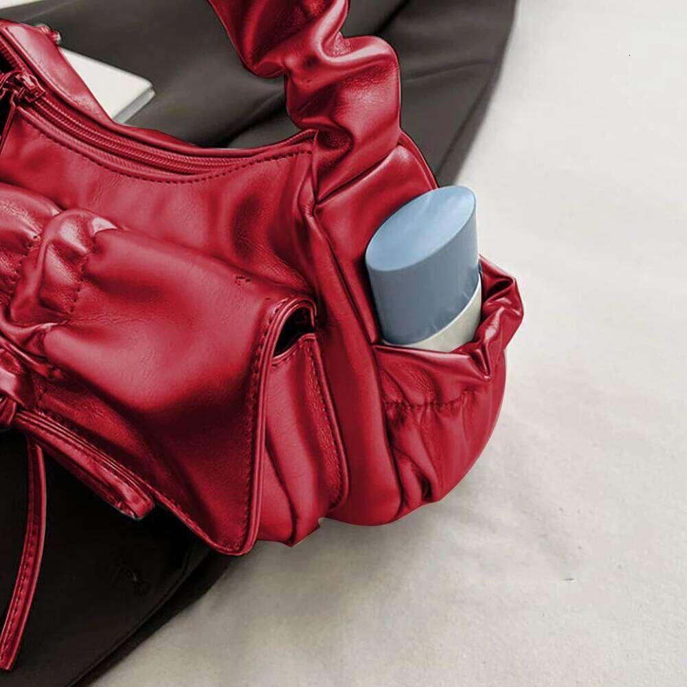 Elegant Bowknot Small Square PU Leather Shoulder Satchel Pleated Hand Underarm Bag for Women Y260205
