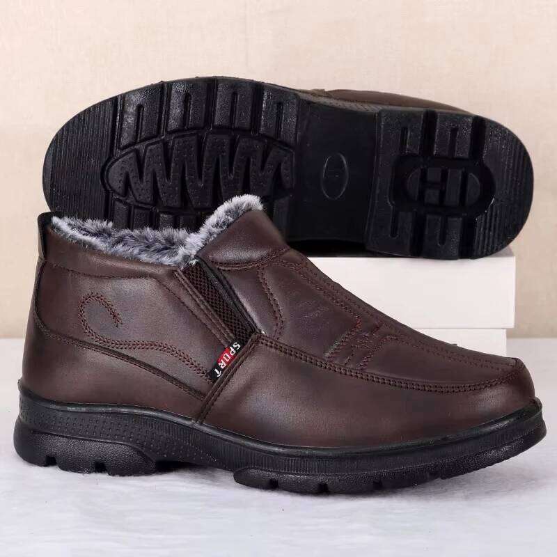 Men's snow outdoor winter waterproof leather men's boots cheap shoes clearance free shipping
