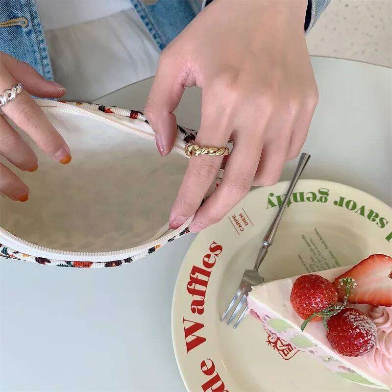 Korean Makeup Organizer Floral Cosmetic Pouch Female Corduroy Fabric Zipper Toiletry Bag Necesserie Pen Storage Beauty Case Y260206