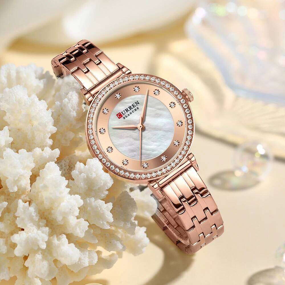 CURREN Top Brand Simple Fashion Quartz Stainless Steel Classic Elegant Diamond Waterproof Ladies Watch Reloj Mujer Z260206