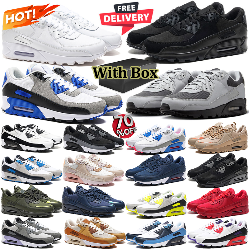 free shipping with box 90 running shoes 90s designer sneakers pink triple black white brown mens outdoor sports trainers chaussure eur36-46