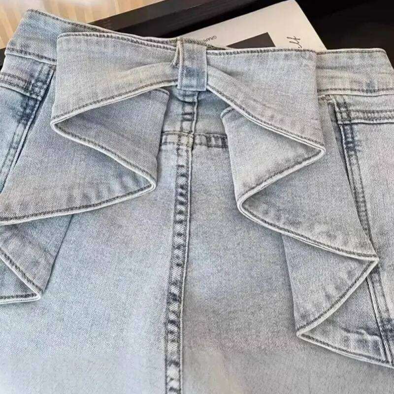 Summer New Women Bowknot Fashion Denim Shorts Pant High Waist Bottoms Casual Pockets Sexy Short Jeans C260206