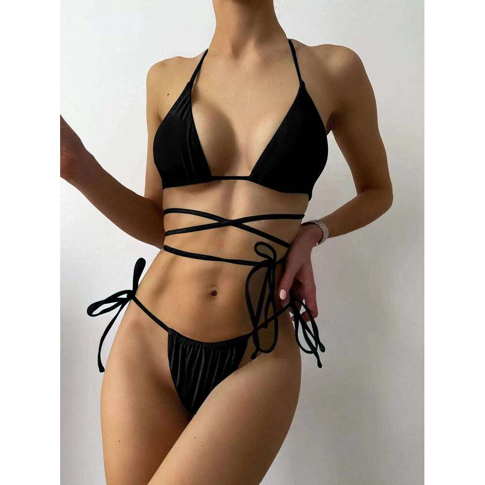 Summer Set 2022 Sexy Bikini Multicolor Thong Swimwear Women Bandage Solid Swimsuit Micro Beachwear Z260206