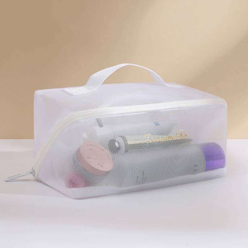 New Transparent Mesh Pillow Cosmetic Bag Travel Tote Makeup Toiletry Storage Pouch Washbag Large Capacity Organizer Zipper Bags Y260206