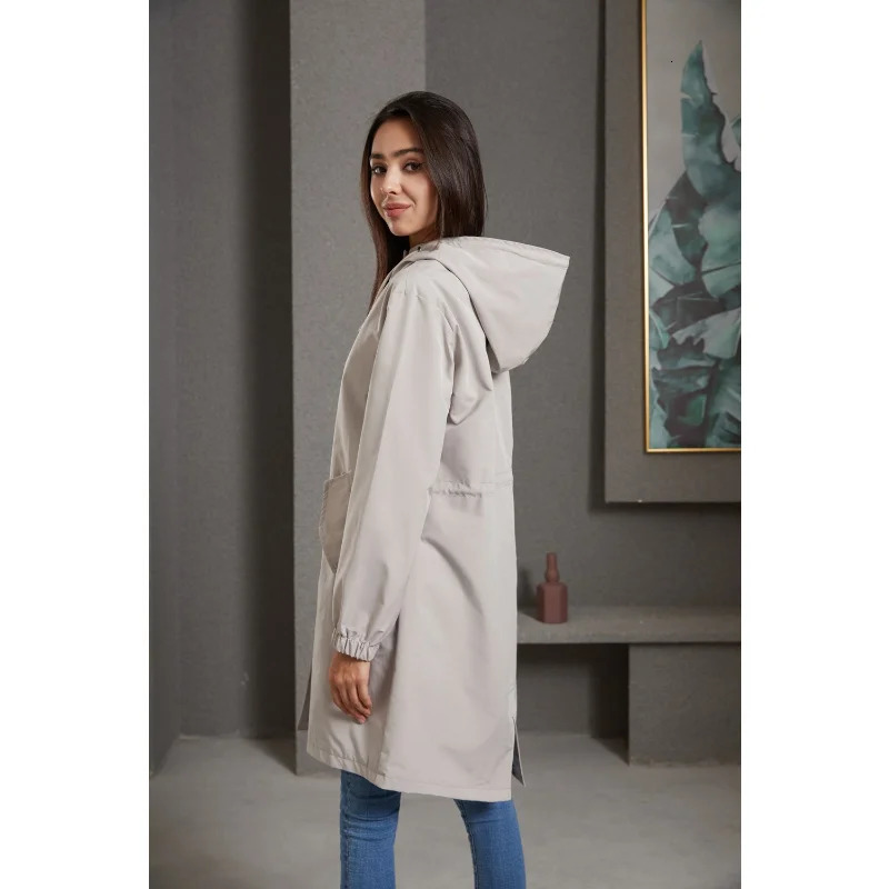 Fahsyee Raincoat Women Rain Jacket Waterproof Hooded Windbreaker Outdoor Long Active 260204 - view 4