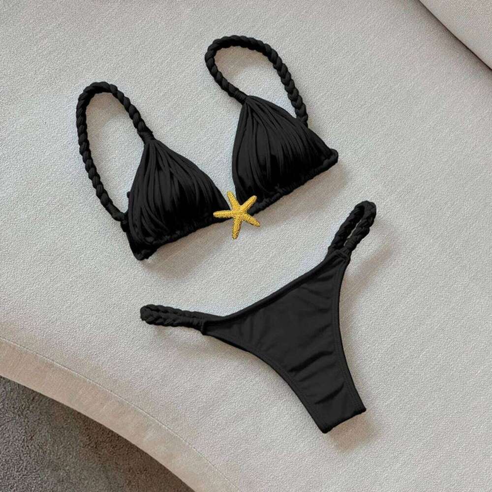 2025 New Five-pointed Star Brazilian Bikini Swimwear Women's Braided Rope Swimsuit Two Piece Set Female Sexy Mujer Beachwear Z260206