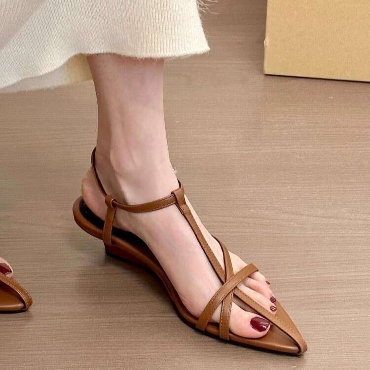 With Box Brown High Heel Roman for Women 2026 Summer New Style Elegant Pointed peep Toe Design Shoe Strap Sandals Free Gift