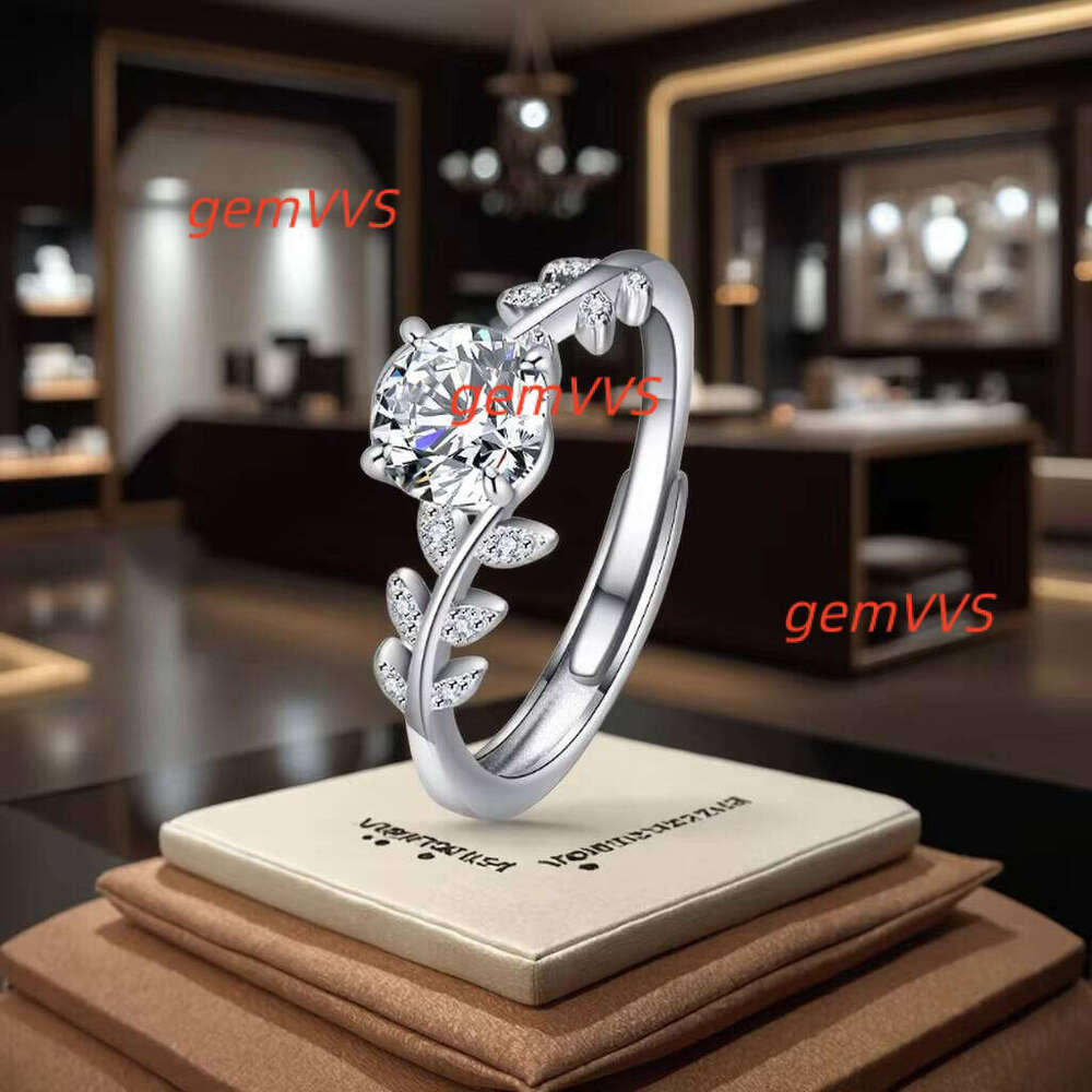 S925 Sterling Silver Laurel Ring 1 Karat Moissanite Adjustable Fashionable Wedding Rings Jewelry Women