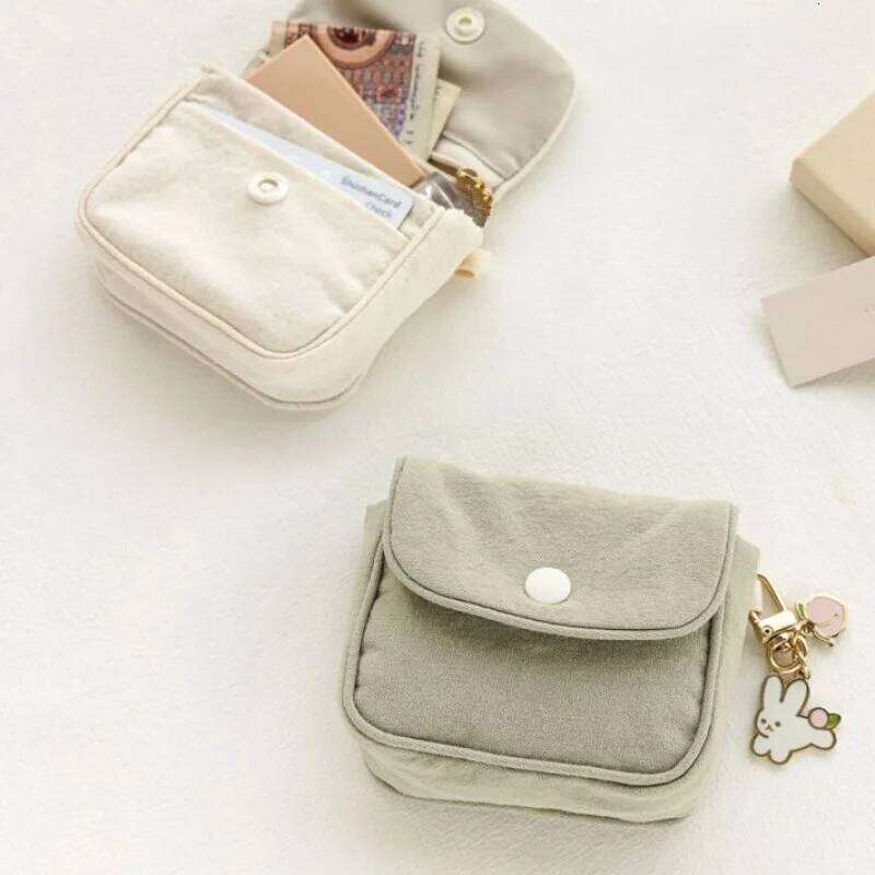 Portable Coin Purse New Solid Color Mini Cash Wallet Lightweight Cotton Headphone Bag Women Key Pouch Travel Card Holder Y260206