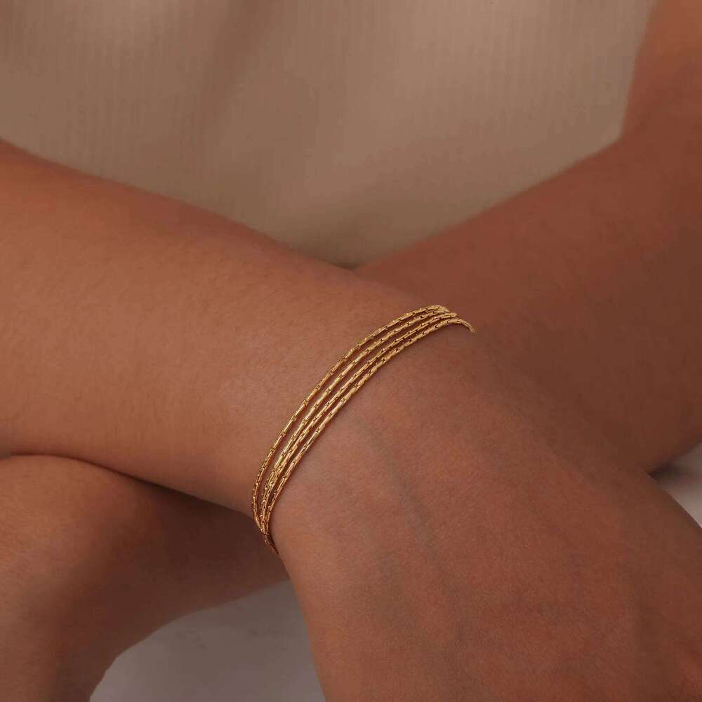 Stainless Steel Bracelet, New Style Thin Link Multilyer Chain Bracelet for Women, Lightweight Jewelry Daily Wear 26H0206