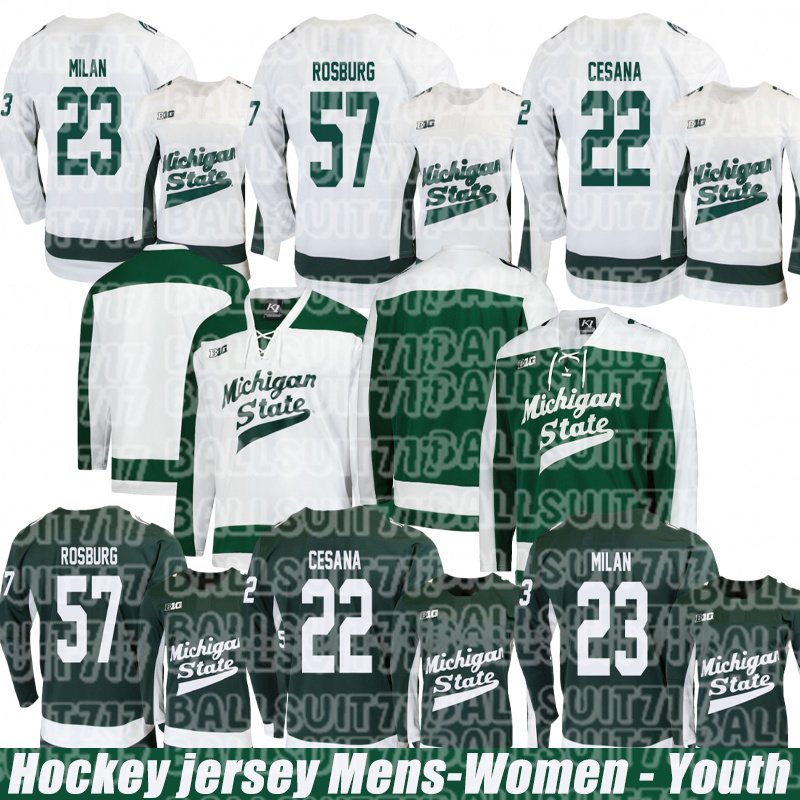 Michigan State hockey jersey #2 Russell #3 Martone #4 Stramel #5 Basgall #7 Augustine hockey jersey