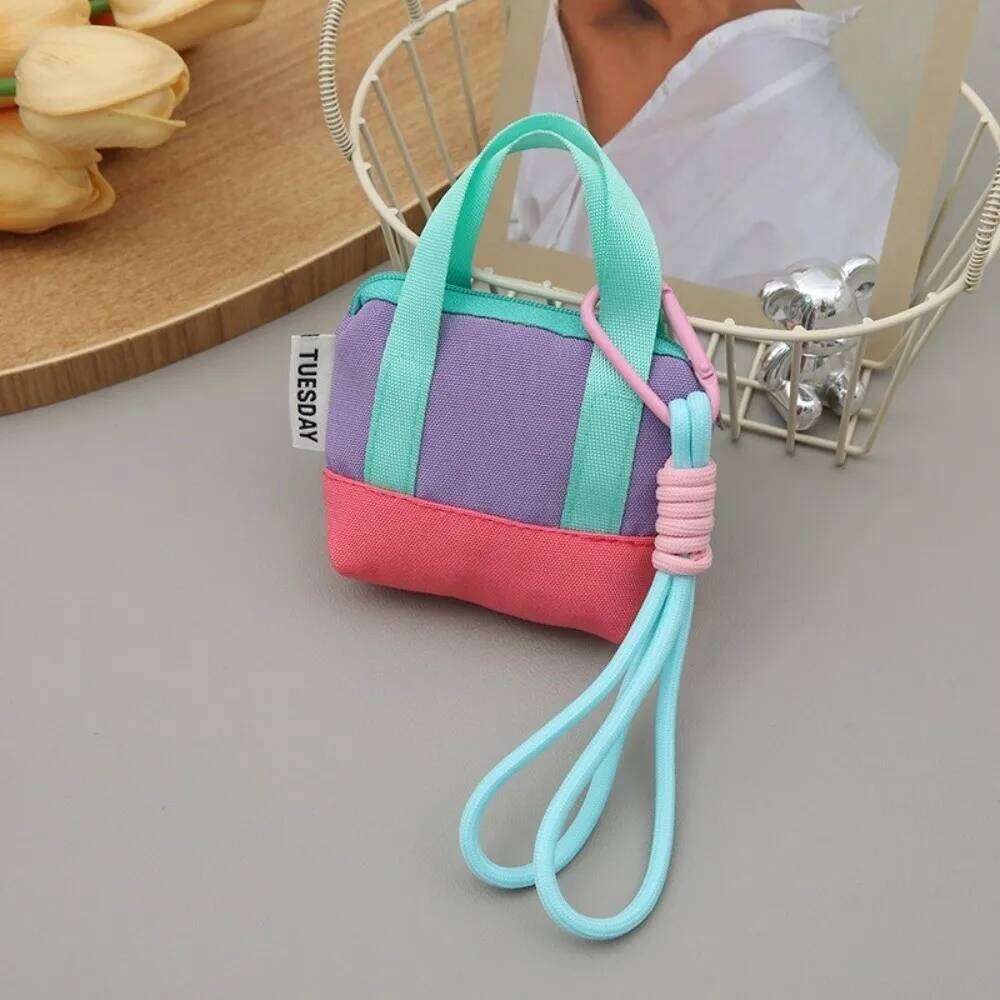Mini Dopaamine Pink Handbag Earphone Case Storage Box Data Cable Protective Cover Organizer Coin Card Holder Fashionable Y260206