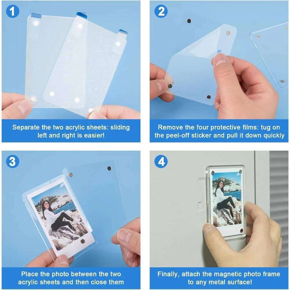 Acrylic Magnetic Picture Frame 20 Pack 2.36x3.54 Inches Mini Polaroid Fridge Magnet Frames, Double Sided Clear Refrigerator Pho S260205