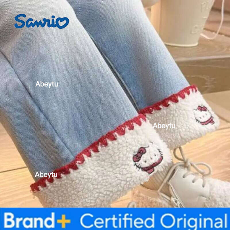 Sanrio Hello Kitty Kawaii Y2K Anime Children's Clothing Jeans Winter Overalls for Newborns Fuzz Amsterdam Kids Overall Boy Girls H260206