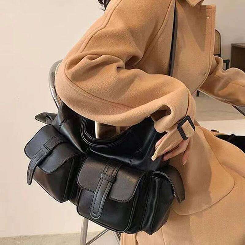 Female Stylsih Tote black Hobo Handbag Large Capacity Shoulder Ladies Soft PU Leather Messenger Bags Women Shopper Bag Y260205