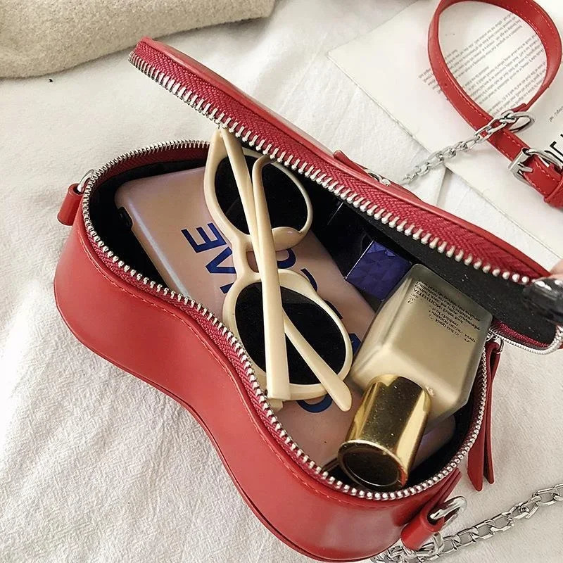 Gothic Heart Blade Zipper Chain Crossbody Bags for Women Casual Shoulder Purses Handbags Techwear Summer Wallet Goth 260129