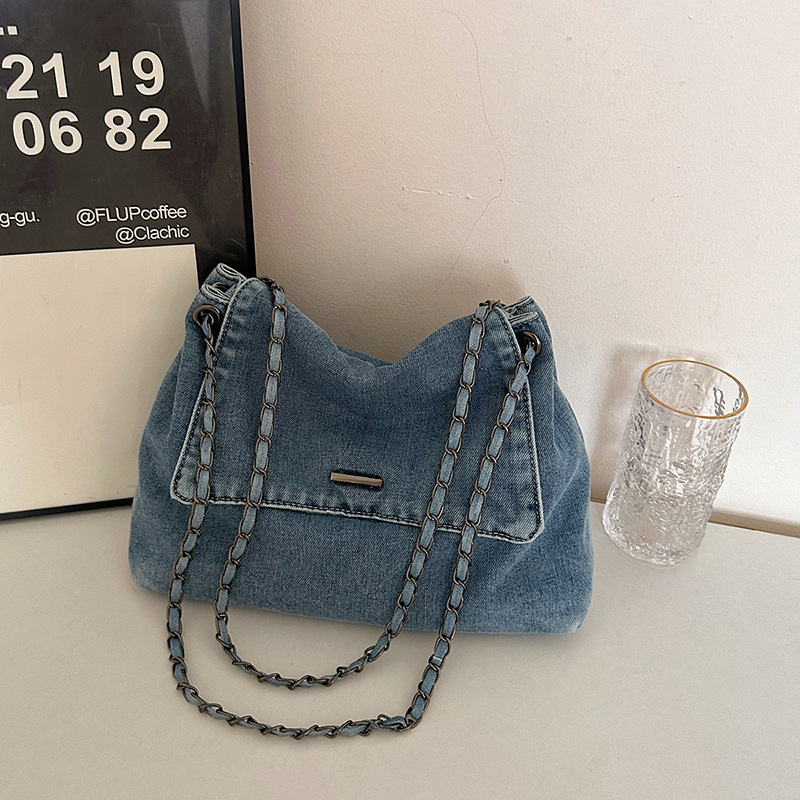 Large Capacity Denim Casual Chain Single Shoulder Diagonal Cross Bag