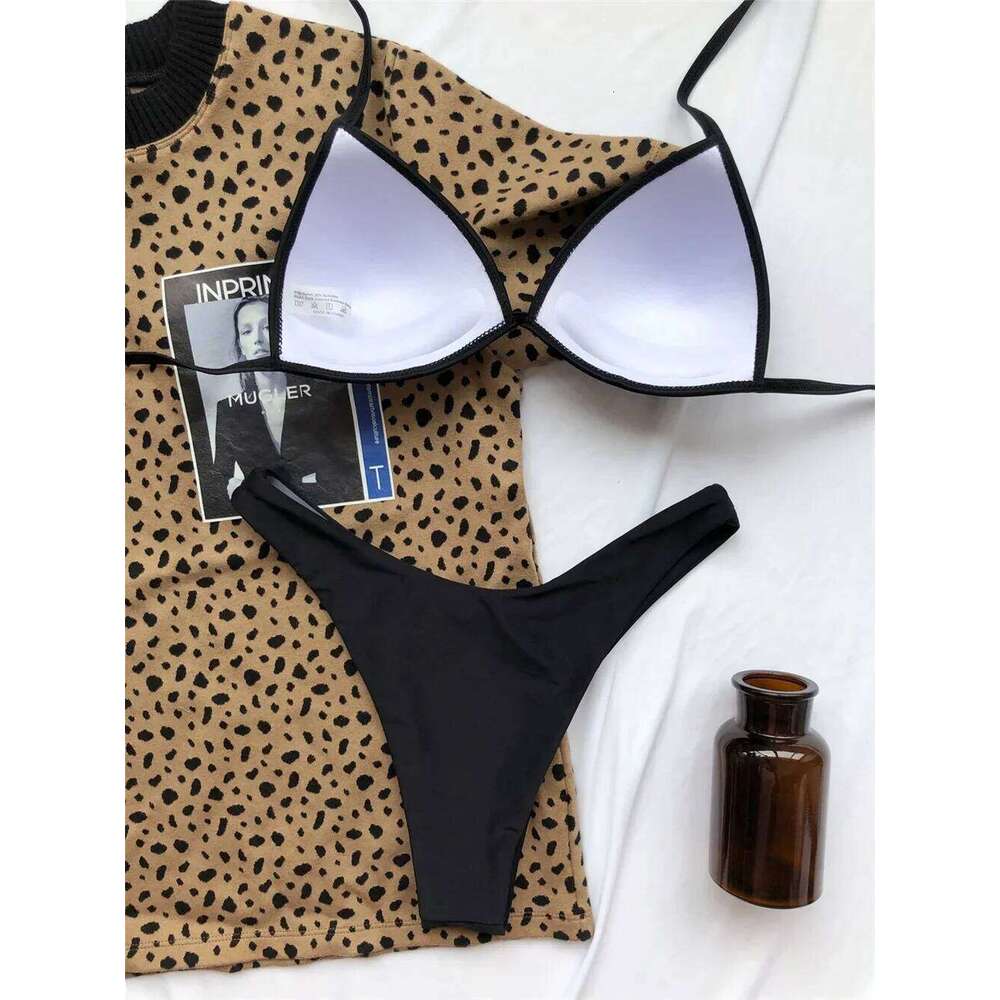 Black Bikini Push Up Swimsuit Trend Vacation Swimwear Pads Women Sexy String Beach Outfits Split Bathing Suits Micro Bikinis Set Z260206