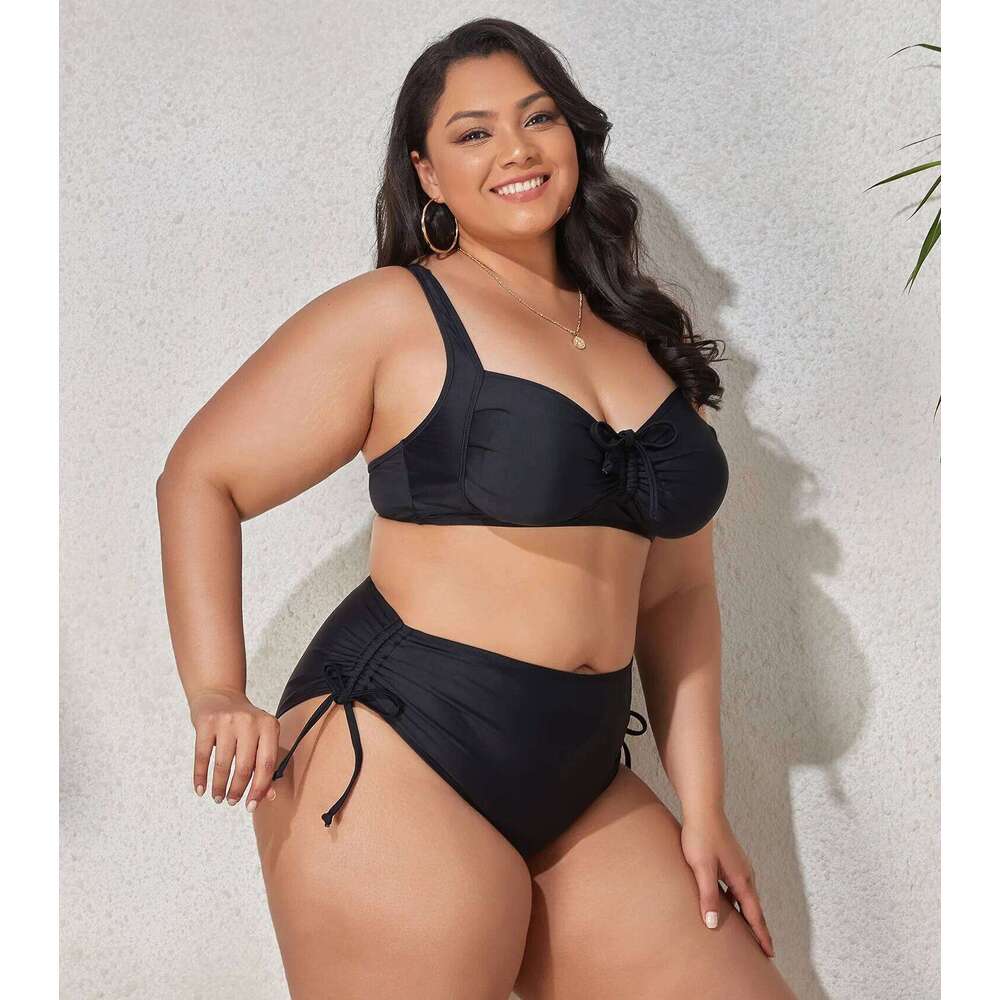 2025 New Plus Size Swimwear for Women Swimsuit Large Bathing Suits Two-piece High Waist Push Up Bikini Set Sexy Separate Stylish XJ260206