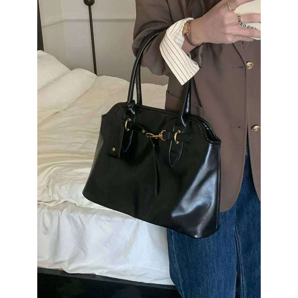 Large Capacity Women's Tote Shoulder Bags Pu Leather Ladies Briefcase Bag Vintage Design Female Daily Commute Handbags Purse Y260205