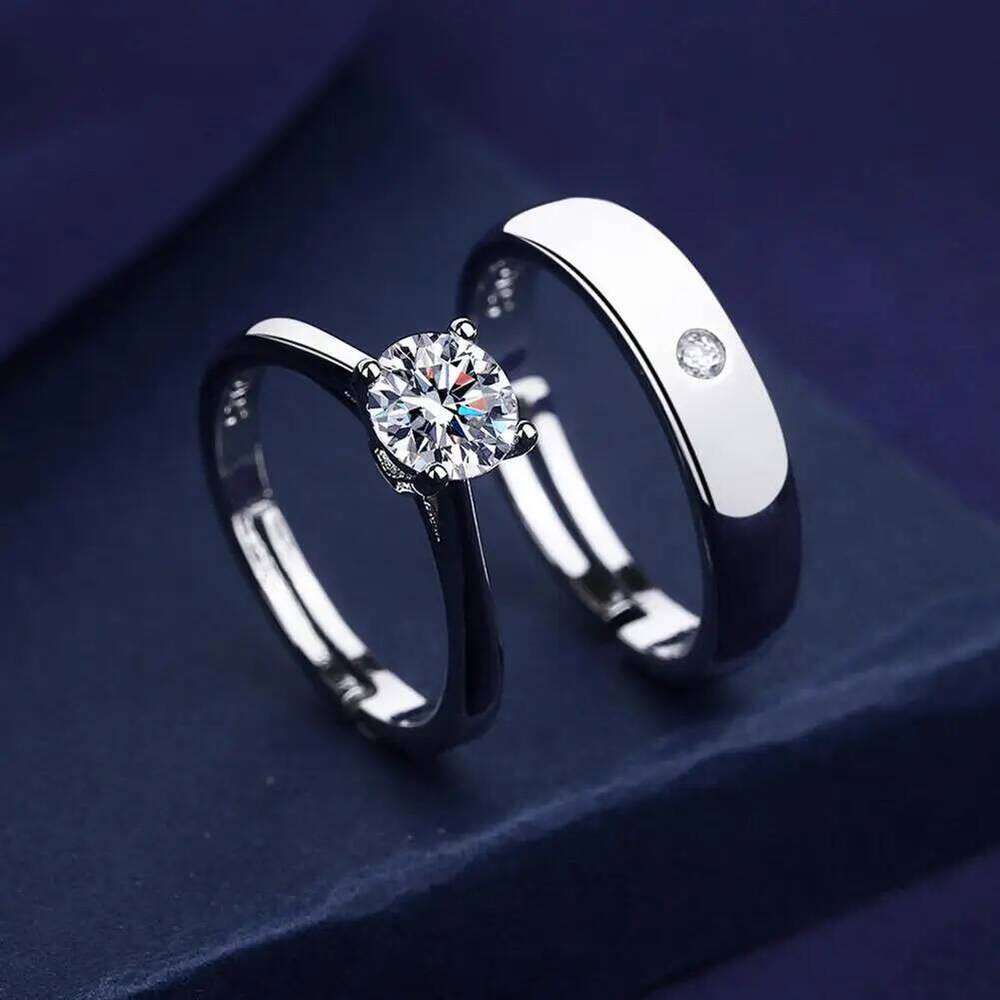 2pcs Heart Matching Couple Rings for Women Men Lover Forever Endless Love Wedding Valentine's Day Dating Jewelry Gifts W260206