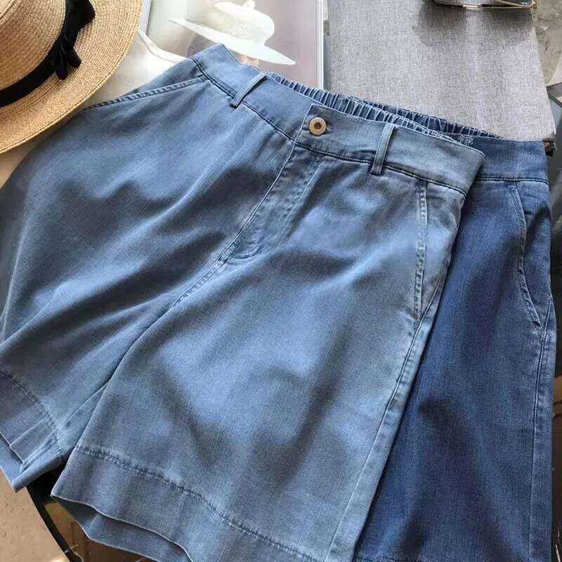 S-5XL Women Denim Shorts Summer High Waist Loose Wide Leg Thin Jean Short Pants Female All Match Casual Hot Ladies Bottoms XJ260206