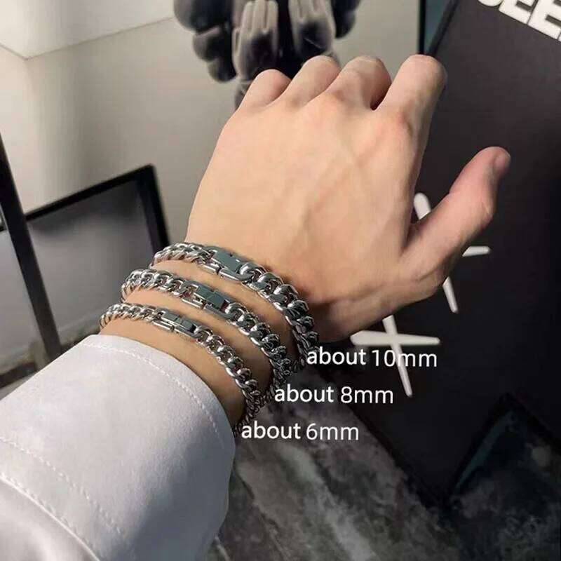 316L Stainless Bracelet for Men Women Hip Hop Cuban Male Metal Hand Chains Steel Wristband Jewelry 17/19/21 CM 26H0206