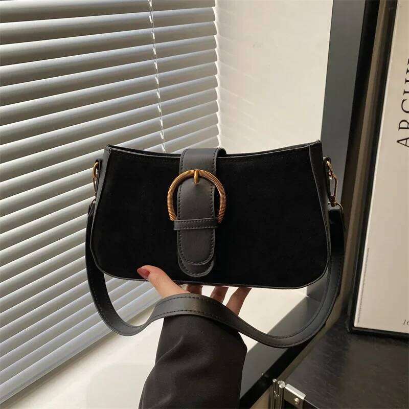 Faux Suede Underarm Zipper Fastener Fashionable Shoulder Cross Body Bags for Woman Small Square Bag, Suitable Daily Outfit Y260205