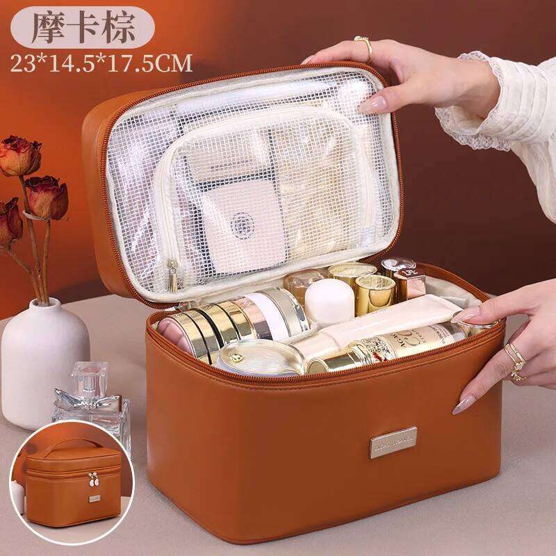 Women bag Portable PU Leather Cosmetic Bag - Durable Makeup Pencil Case with Zipper, for Brushes, Lipsticks & Travel Essentials Y260206