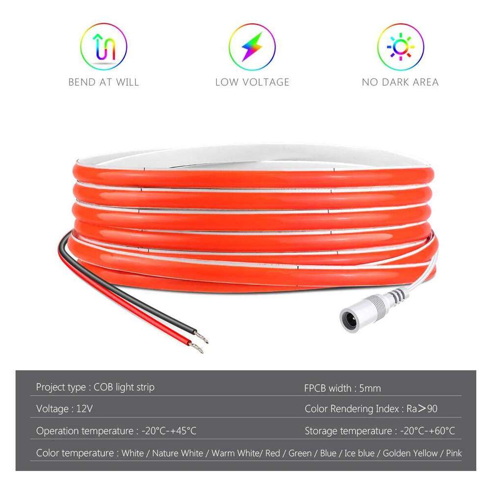 5mm DC12V Car Interior Ambient Lights Atmosphere Decorative Lamps Lighting COB LED Strip 1M 2M 3M 5M Z260206